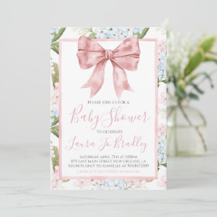 Rosa Bow Girl Preppy Southern Baby Shower Inbjudningar