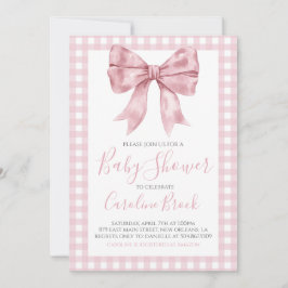 Rosa Bow Girl Preppy Southern Baby Shower Inbjudningar