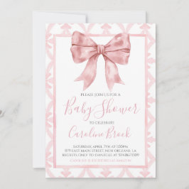 Rosa Bow Girl Preppy Southern Baby Shower Inbjudningar