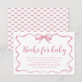 Rosa Bow Girl Ribbon Baby Shower Bokar för Baby Tilläggskort