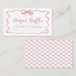 Rosa Bow Girl Ribbon Baby Shower Raffle Tilläggskort