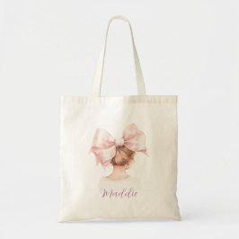 Rosa Bow Girl Tote Bag-eget namn Tygkasse