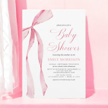 Rosa Bow Girl Watercolor Baby Shower