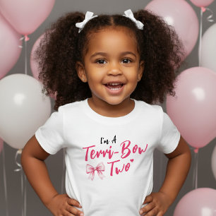 Rosa Bow Girls 2-års födelsedagsfest Fruktansvärda T Shirt