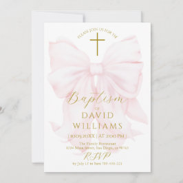  Rosa Bow Girls Baptism Elegant Digital Inbjudningar