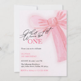 Rosa Bow Girls vill bara bli en första födelsedag Julkort