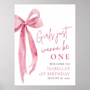 Rosa Bow Girls vill bara bli en första födelsedag Poster