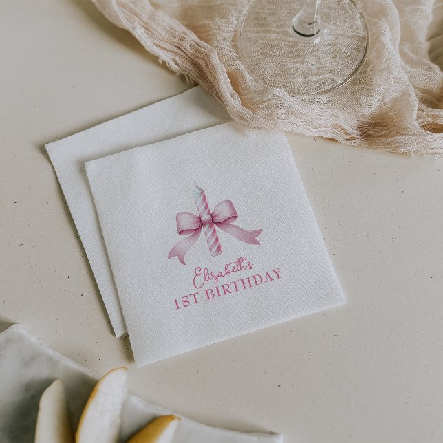 Rosa Bow Girls vill bara vara en första födelsedag Pappersservett (Pink Bow Girls Just Wanna Be One 1st Birthday Napkins)