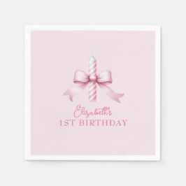 Rosa Bow Girls vill bara vara en första födelsedag Pappersservett
