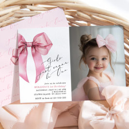 Rosa Bow Girls vill bara vara en fotofödelsedag Inbjudningar