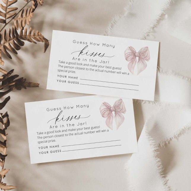  Rosa Bow Gissa Hur Många Pussar Bröllopsspel  Tilläggskort (Skapare uppladdad)