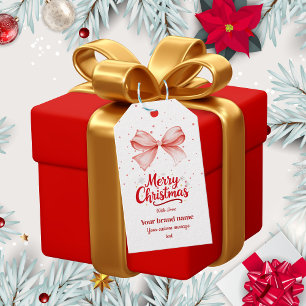 rosa Bow god jul märkre för affärspresentation Presentetikett