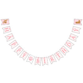 Rosa Bow Golden Retriever Birthday Banner Flaggor