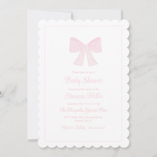 Rosa Bow GrandMillennium Preppy Baby Shower Inbjudningar
