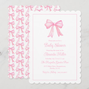 Rosa Bow GrandMillennium Preppy Baby Shower Inbjudningar