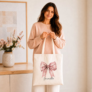 rosa Bow-handtagstaska Tygkasse