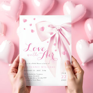 Rosa Bow Hearts Inbjudningskort för möhippan