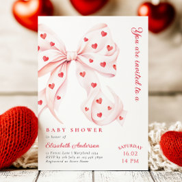 Rosa Bow Hearts Valentineser Babykläder Inbjudningar