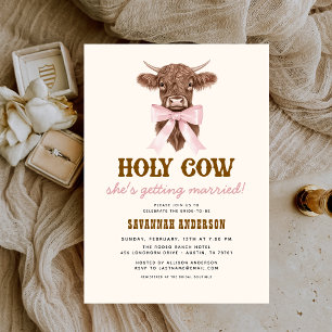 Rosa Bow Heliga Kow Western Cowgirl Möhippa Inbjudningar