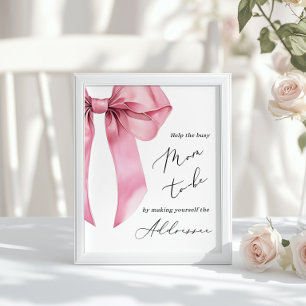 Rosa Bow Hjälp Busy Mamma Adress och Kuvert Poster