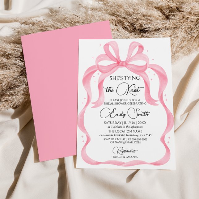 Rosa Bow Hon är Gifter sig Möhippa Inbjudningar (Skapare uppladdad)