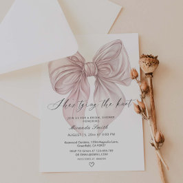 Rosa Bow Hon är Gifter sig Möhippa Inbjudningar