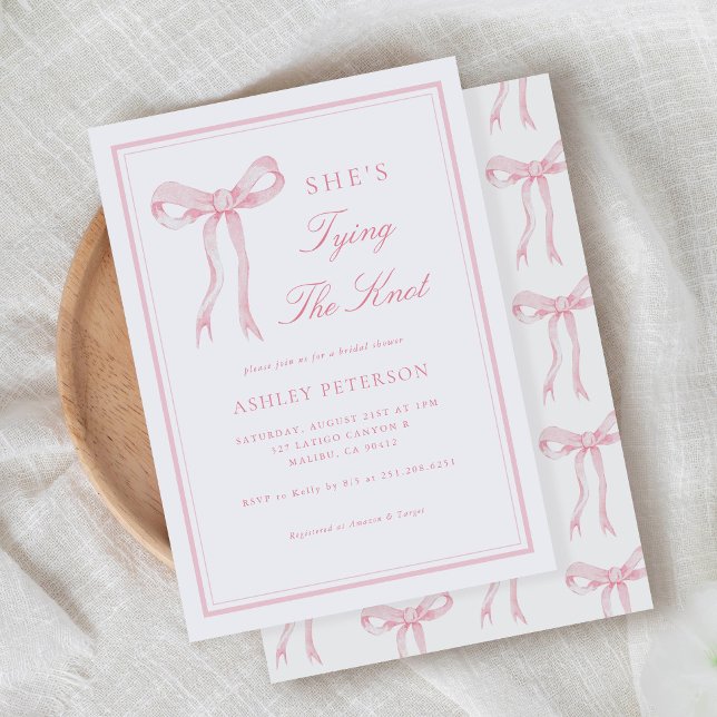 Rosa Bow Hon är Gifter sig Möhippa Inbjudningar (Skapare uppladdad)