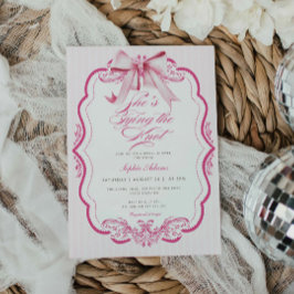 Rosa Bow Hon är Gifter sig Möhippa Inbjudningar