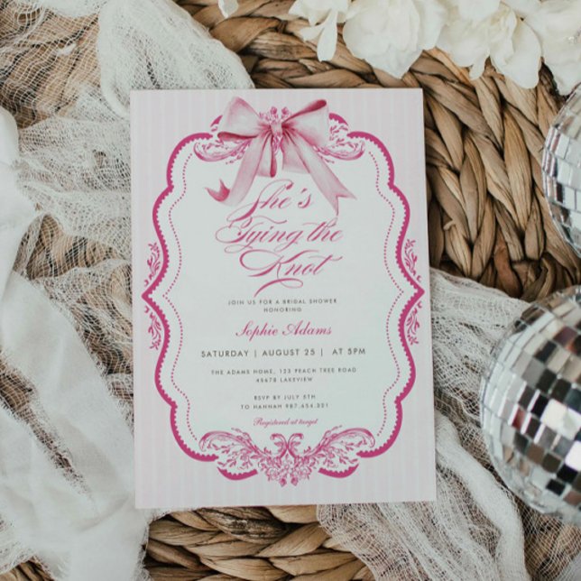 Rosa Bow Hon är Gifter sig Möhippa Inbjudningar (Skapare uppladdad)