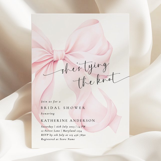 Rosa Bow Hon är Gifter sig Möhippa Inbjudningar (Skapare uppladdad)