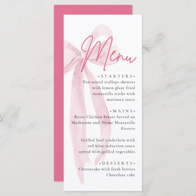 Rosa Bow Hon är Gifter sig Möhippa Meny (Fram/baksida)