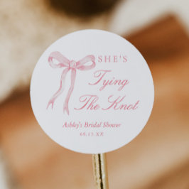 Rosa Bow Hon är Gifter sig Möhippa Runt Klistermärke