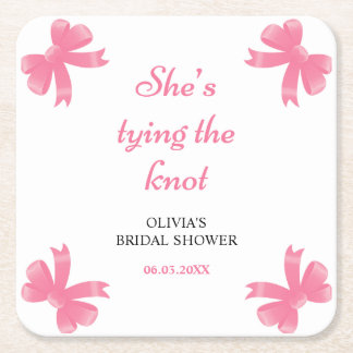 Rosa Bow Hon är Gifter sig Möhippa Underlägg Papper Kvadrat