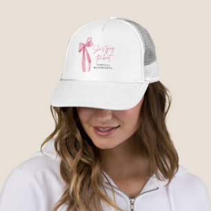 Rosa Bow Hon Gifter sig Bachelorette Keps