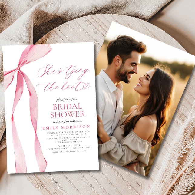Rosa Bow Hon Gifter sig fotoMöhippa Inbjudningar (Skapare uppladdad)