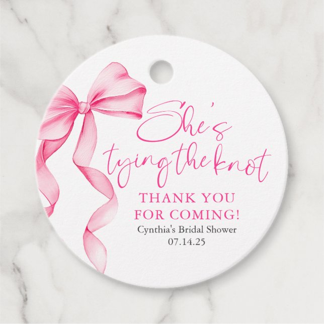  Rosa Bow Hon Gifter sig Möhippa Gåvor Etiketter (Framsida)