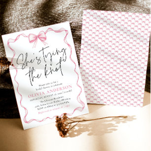  Rosa Bow Hon Gifter sig Möhippa Inbjudningar