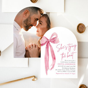  Rosa Bow Hon Gifter sig Möhippa Inbjudningar