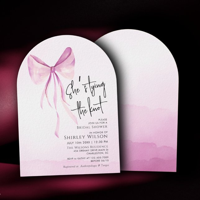  Rosa Bow Hon Gifter sig Möhippa Inbjudningar (Skapare uppladdad)