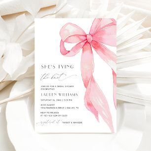  Rosa Bow Hon Gifter sig Möhippa Inbjudningar