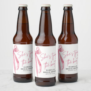  Rosa Bow Hon Gifter sig Möhippa Ölflaska Etikett