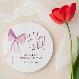 Rosa Bow Hon Gifter sig Möhippa Runt Klistermärke