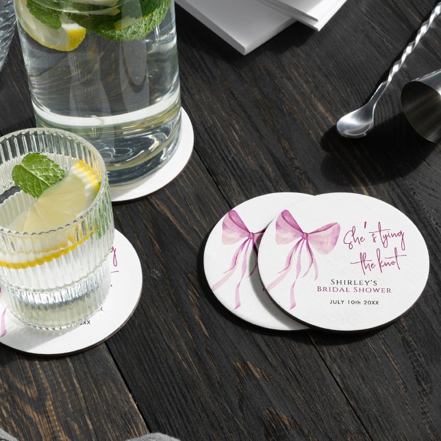  Rosa Bow Hon Gifter sig Möhippa Underlägg Papper Rund (Skapare uppladdad)