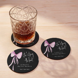 Rosa Bow Hon Gifter sig Möhippa Underlägg Papper Rund