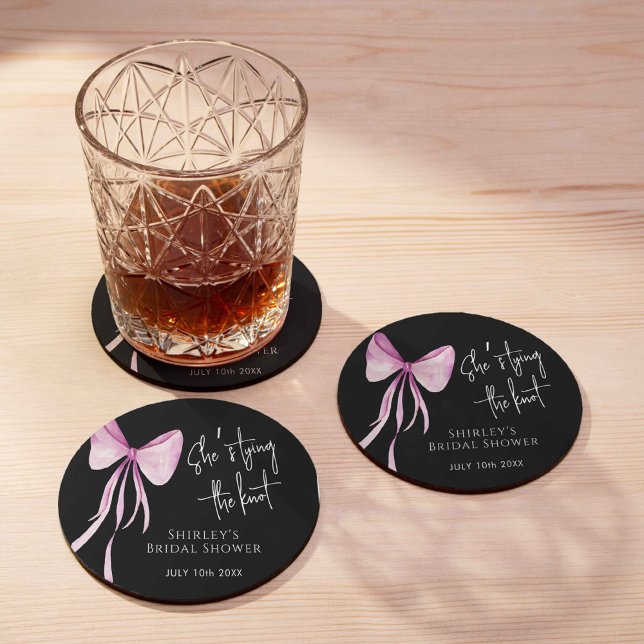  Rosa Bow Hon Gifter sig Möhippa Underlägg Papper Rund (Skapare uppladdad)