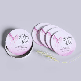 Rosa Bow Hon Gifter sig Möhippa Underlägg Papper Rund