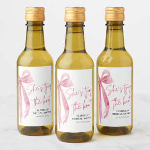  Rosa Bow Hon Gifter sig Möhippa Vinetikett