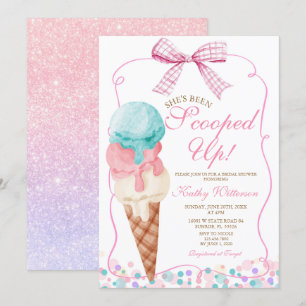 Rosa Bow Hon har varit Scoop Ice Cream Möhippa Inbjudningar
