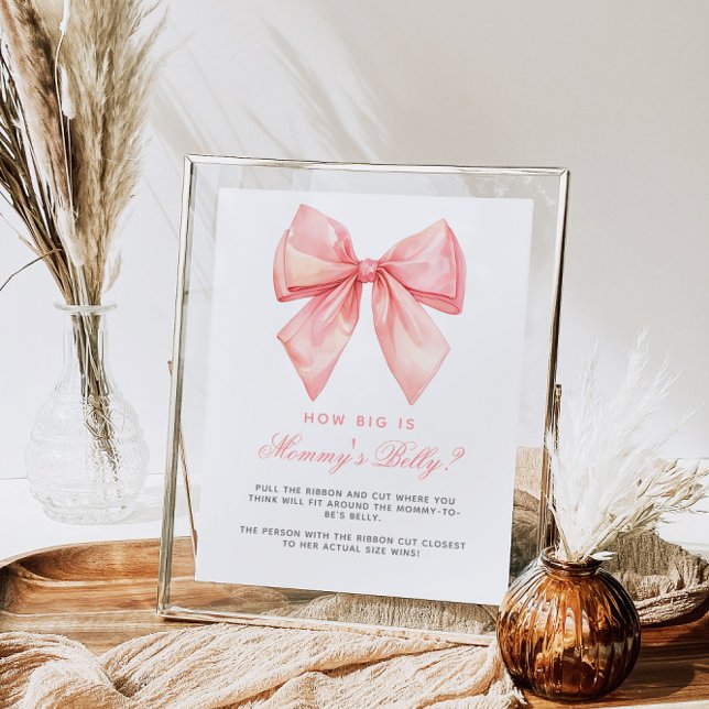 Rosa Bow Hur stort är Mamma Belly Baby Shower Game Poster (Skapare uppladdad)