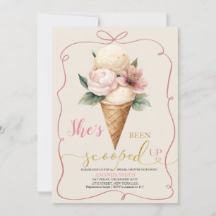 Rosa Bow Ice Cream - Möhippa uppskalad Inbjudningar